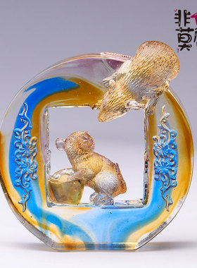 琉璃老鼠摆件非你莫属情侣情人节结婚定制轻奢生日礼物家居装饰品