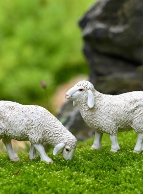 仿真绵羊摆件微景观动物小羊园艺造景DIY材料盆景饰品树脂工艺品