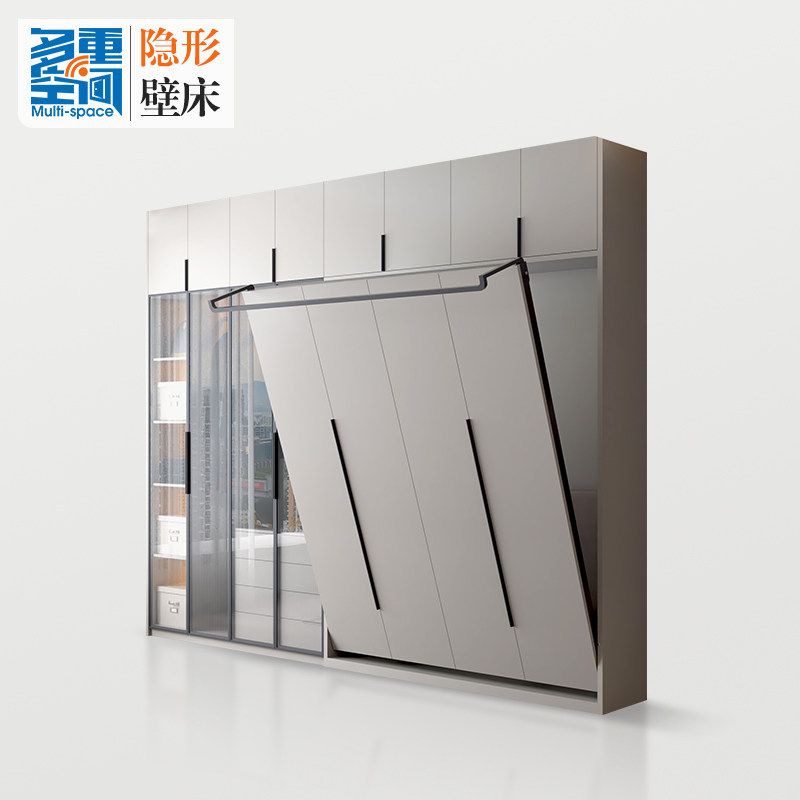 全屋定制实木 正侧翻隐形床 折叠墨菲床书柜衣柜极简壁床多功能床