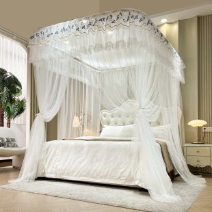 落地蚊帐u型轨道家用卧室2022新款 高级1米8大床导轨支架公主风23