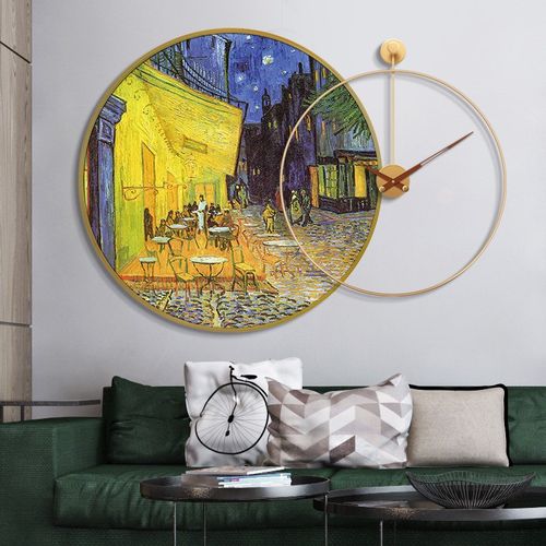 装饰画挂钟客厅家用钟表现代艺术时钟静音挂墙壁表简约现代风景画