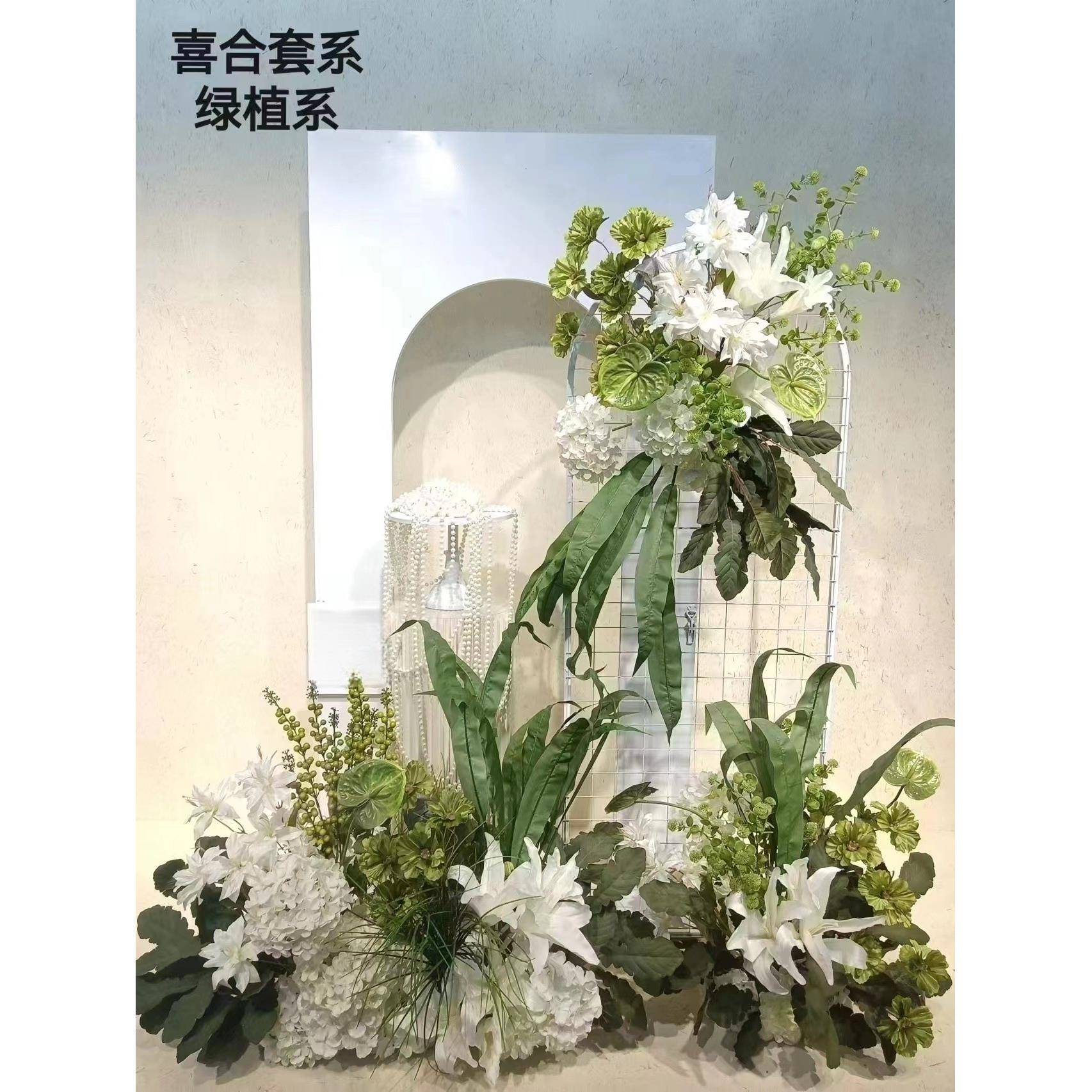 款婚森系婚庆CMM花排地排花式礼绿色花艺舞韩台路引花仿真花道新