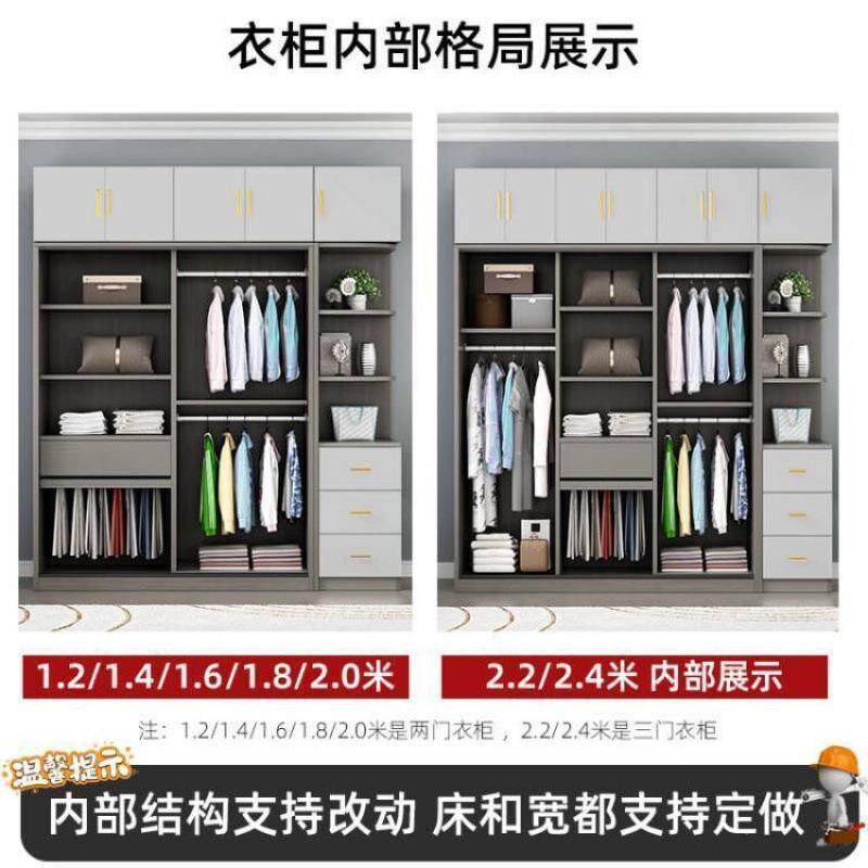实木柜推拉门台家用橱卧室意式轻奢移门衣梳妆衣DEB一体组合柜子