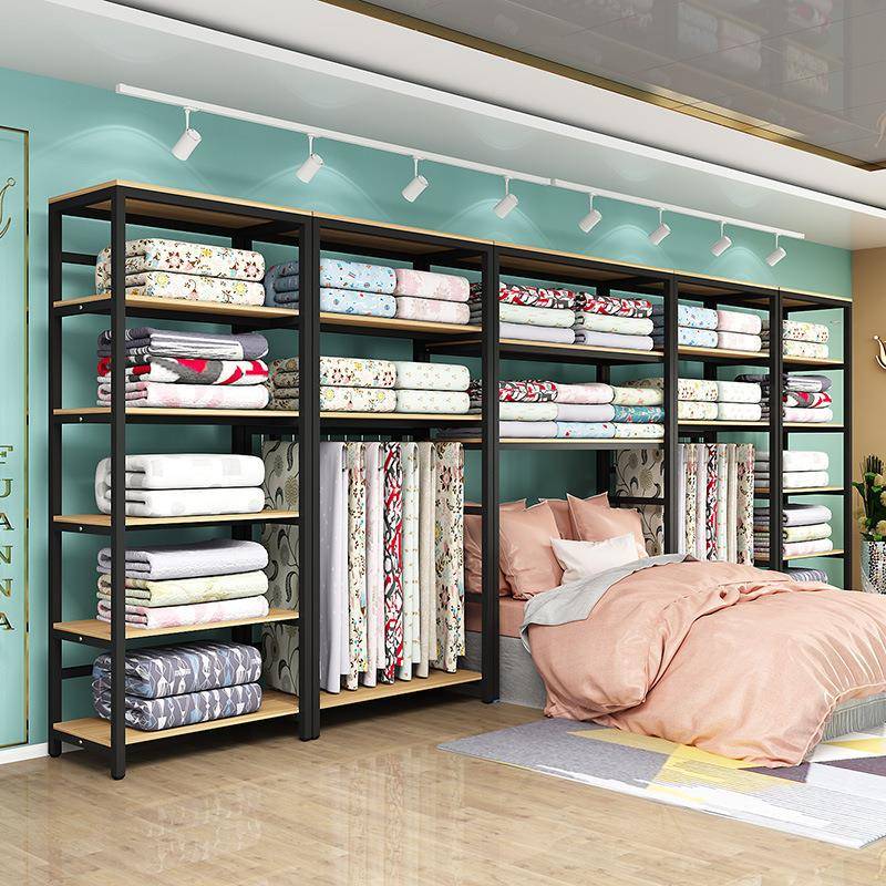 家纺店床上用品四件套被芯架布料枕头架子窗帘多层货架