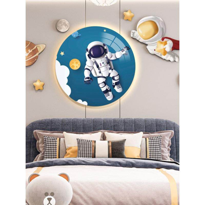 儿童房卧室床头饰画L088ED灯画星空宇氛围宙挂可装爱温馨女孩房壁