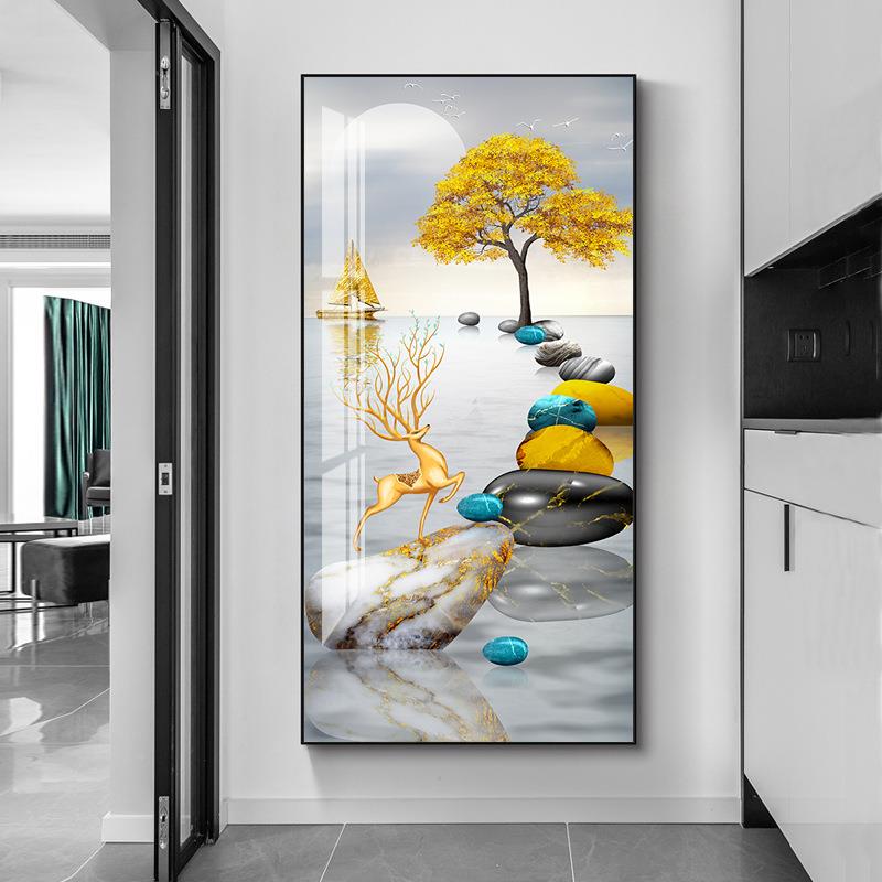 现代玄关道装饰画进BVI门入户正对走廊挂画客过门厅入门玄幻壁画