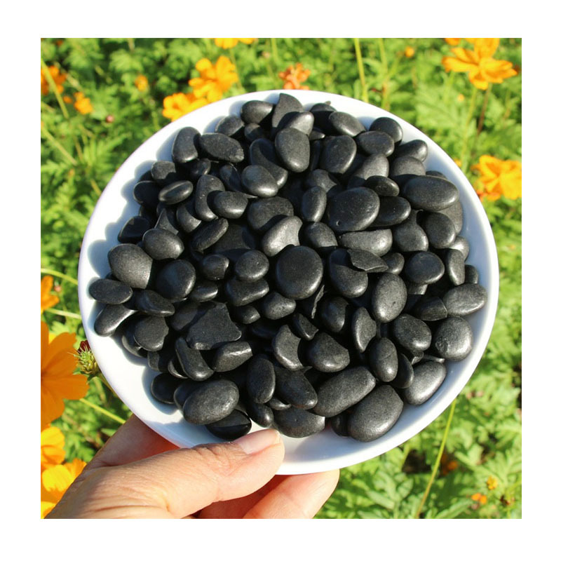 鹅卵石天然黑色砾石植物铺面园林景观散置5-8毫米深灰石子卵石
