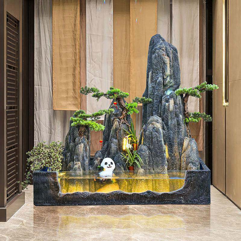 大型假EHN山流庭水喷泉户造外鱼缸景别墅院花园酒阳店公司台装饰