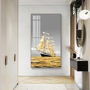 饰画一帆风顺客厅餐厅壁画现代简约走廊办公室挂画 轻奢入户玄关装