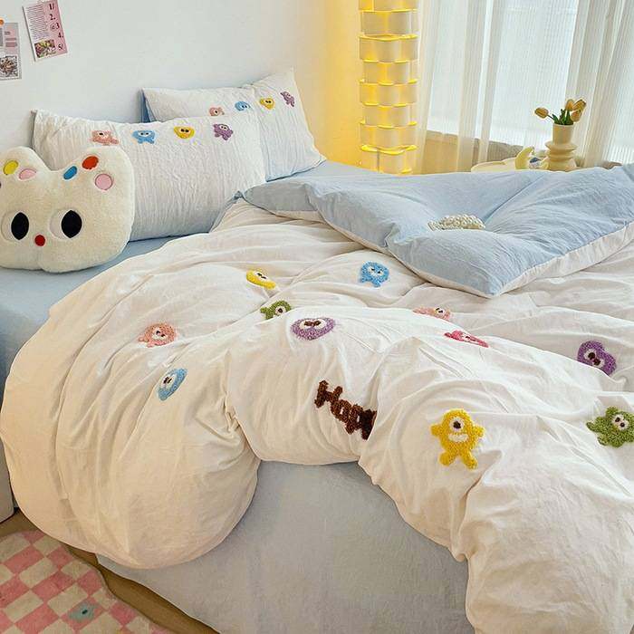 新款超柔水洗云朵棉毛巾绣四件套卧室家用被套床单学生宿舍三件套