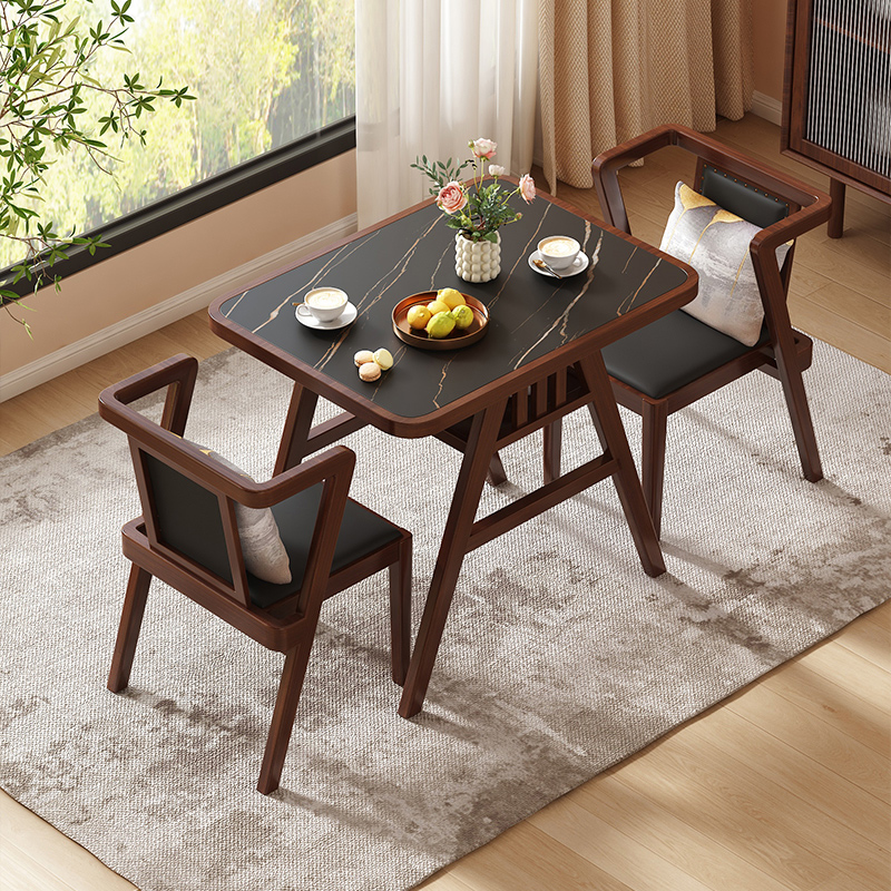 亲仁实木岩板阳台休闲桌椅组合