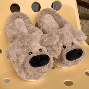 嘉贝语家居旗舰店憨憨大鼻狗棉拖鞋男女冬季情侣外穿居家亲子防滑室内保暖棉鞋秋千