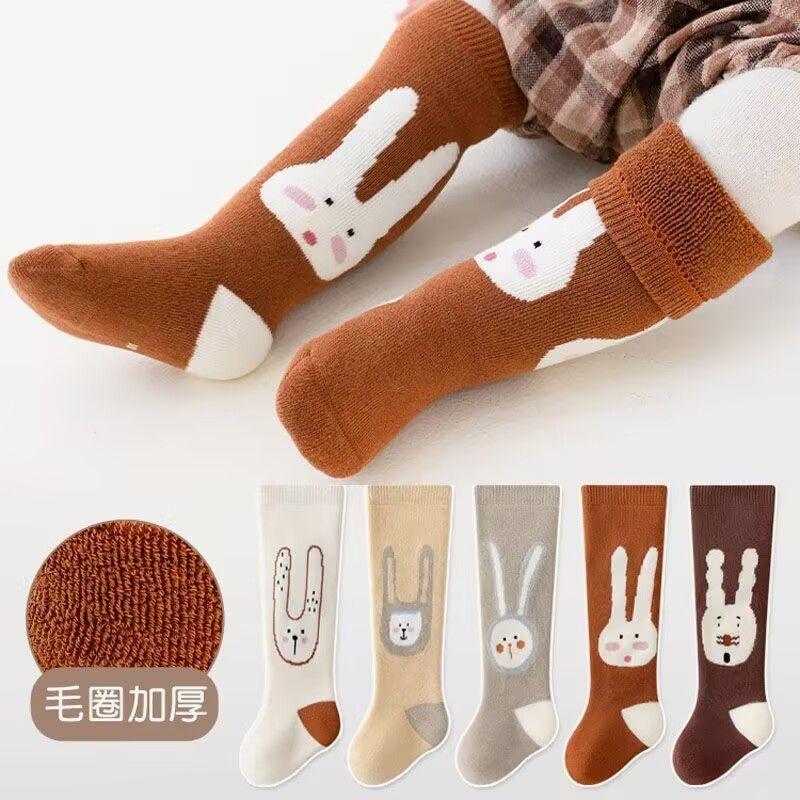 宝宝长筒小腿袜秋冬季毛圈加厚新