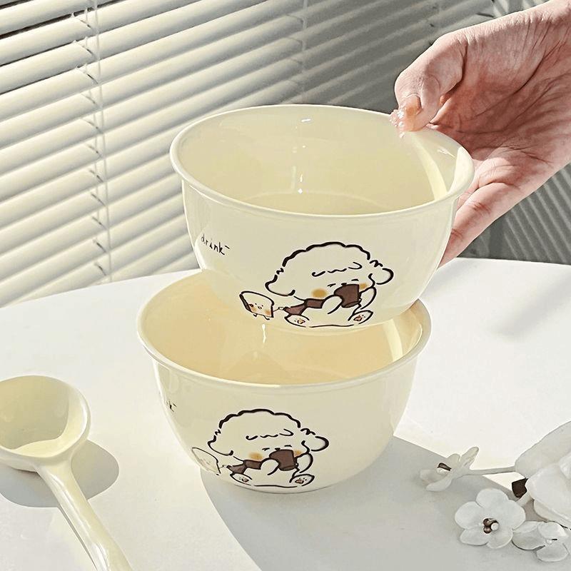 奶fufu小狗高颜值一人食吃饭泡面碗加厚沙拉碗甜品碗宿舍家用餐具