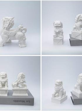 新中式古典石狮子摆件样板房家居客厅茶几柜玄关禅意软装饰工艺品