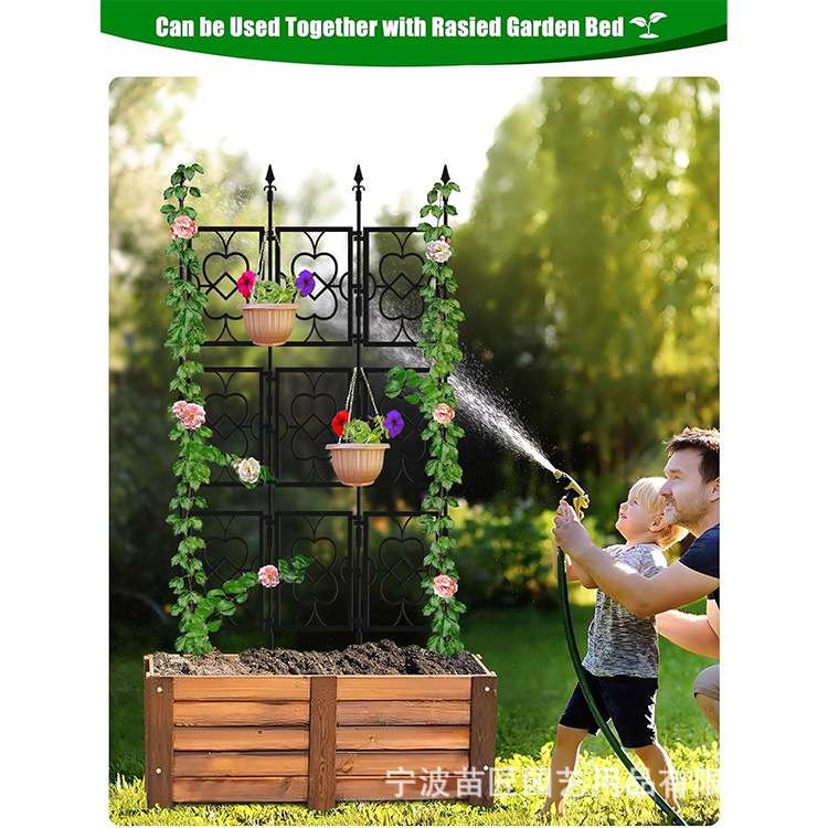 包塑加厚防锈花园框架攀缘植物支架黄瓜盆栽种植用铁艺藤格架栅栏