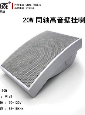 朗迪森公共广播20W定压音响背景音箱喇叭校园细边框白色壁挂喇叭