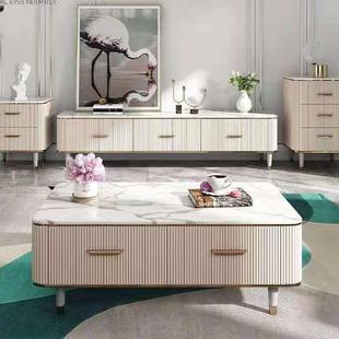 轻奢后现代简约大理石台面茶几客厅家具套装意式小户型电视柜组合