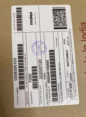 molex085001050850-010508-50-0105KK396压接端子18-24AWG