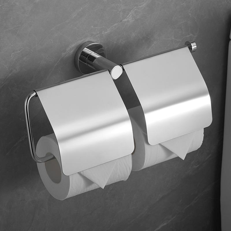 简约浴室卫生间厕纸架全铜单纸巾架带片双卷纸架浴室置物收纳架