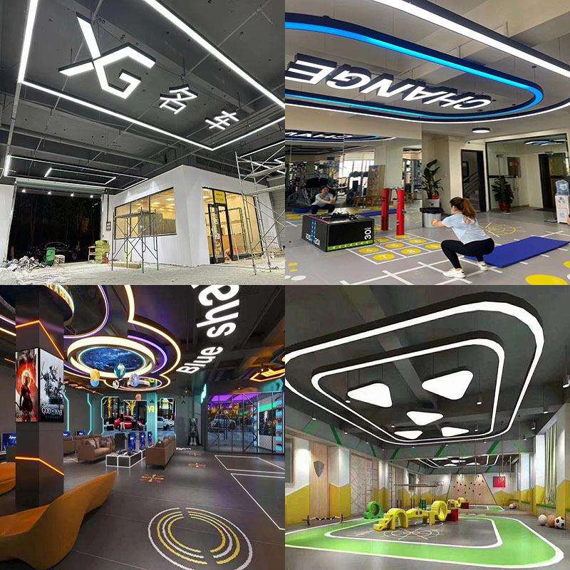 异形灯工程照明圆角长方形椭圆环形跑道办公吊灯字母中文字舞蹈室