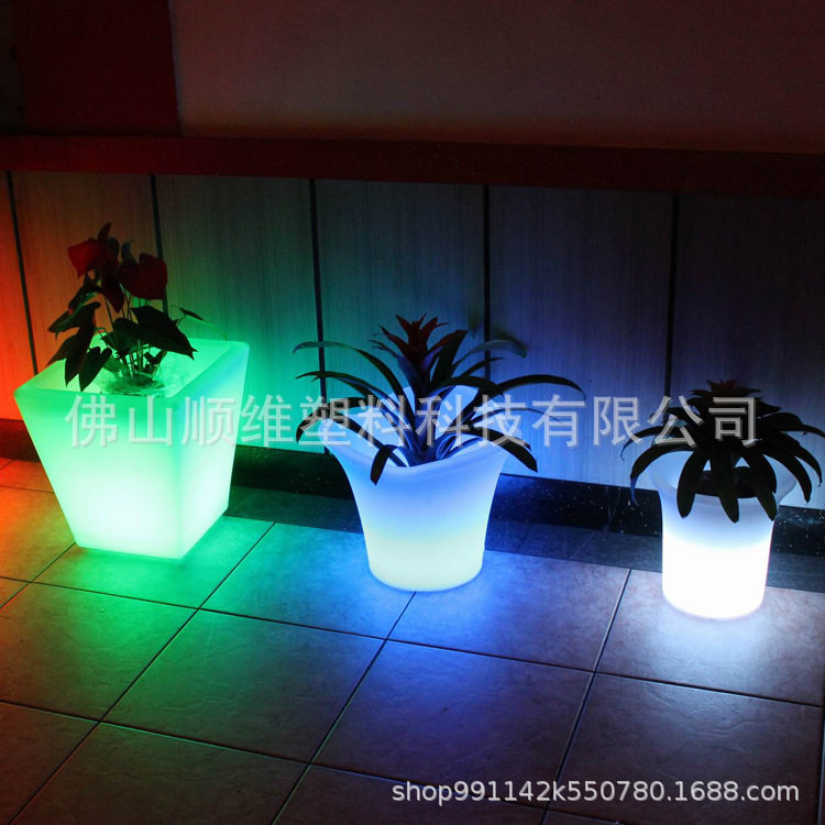 室内外防水充电七彩变色LED花盆