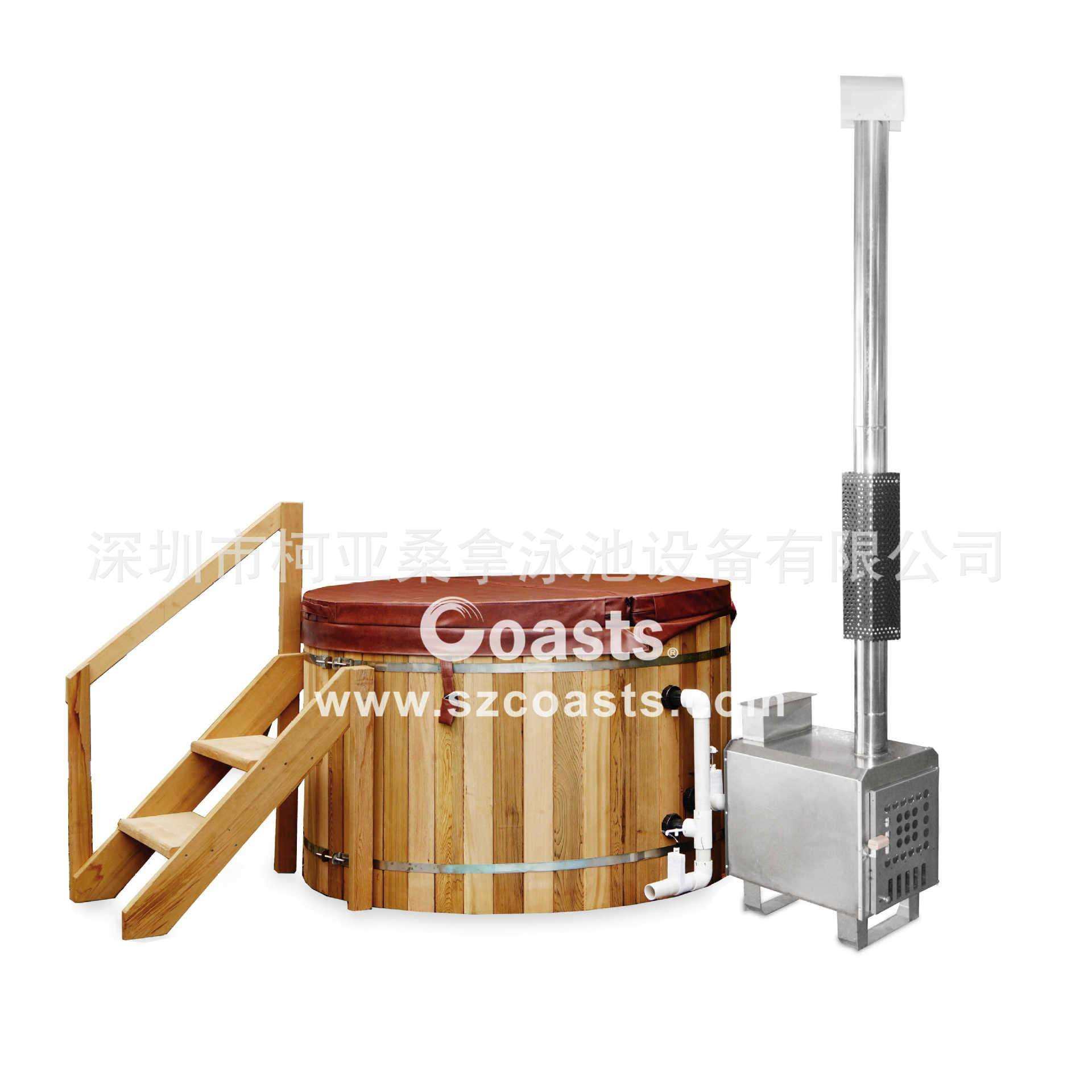 户外泡澡浴缸热水烧木材红雪松庭院木桶热浴原生态桑拿洗澡桶