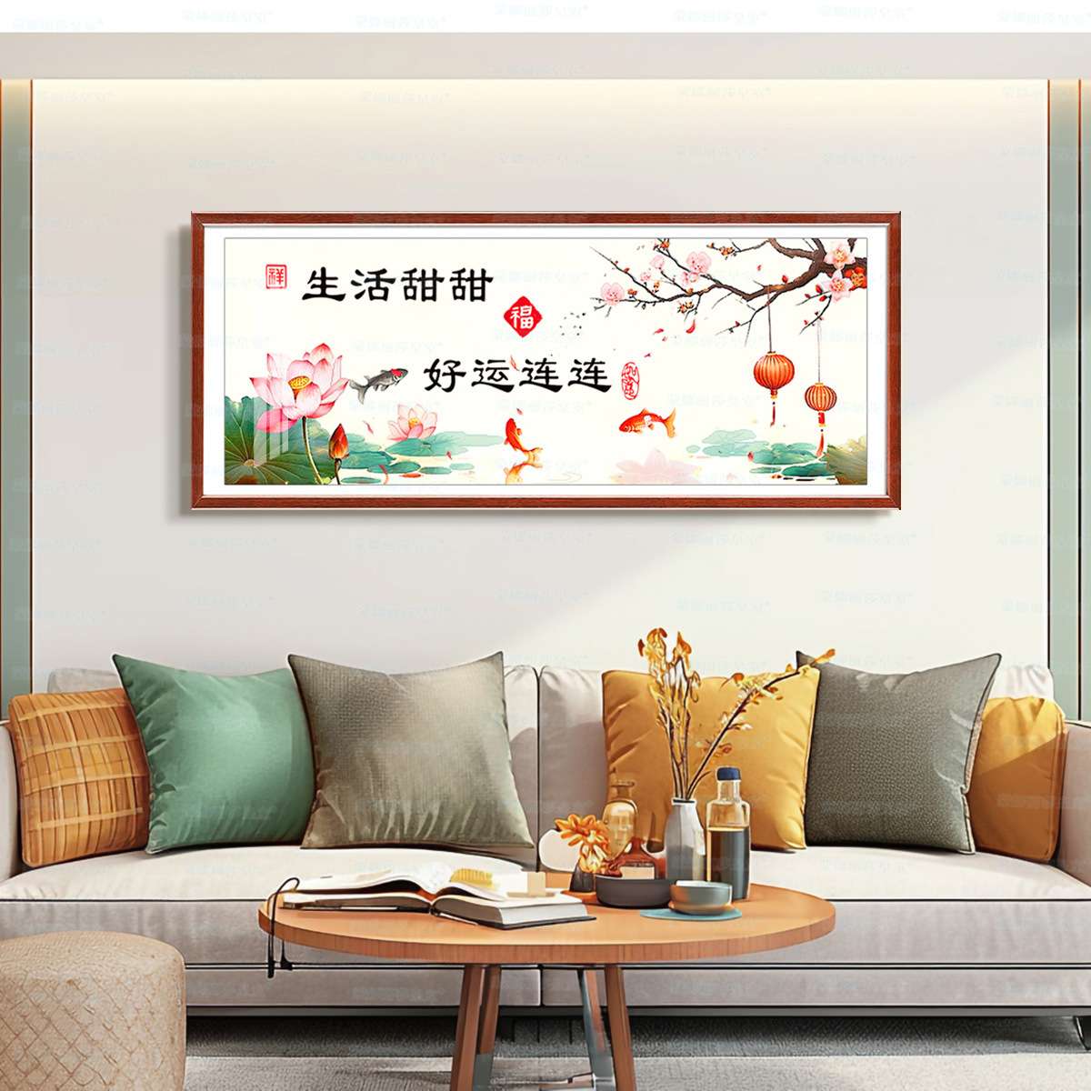 蒙娜丽莎皇室十字绣好运连连中式荷花装饰画手工线绣简单自己绣图片