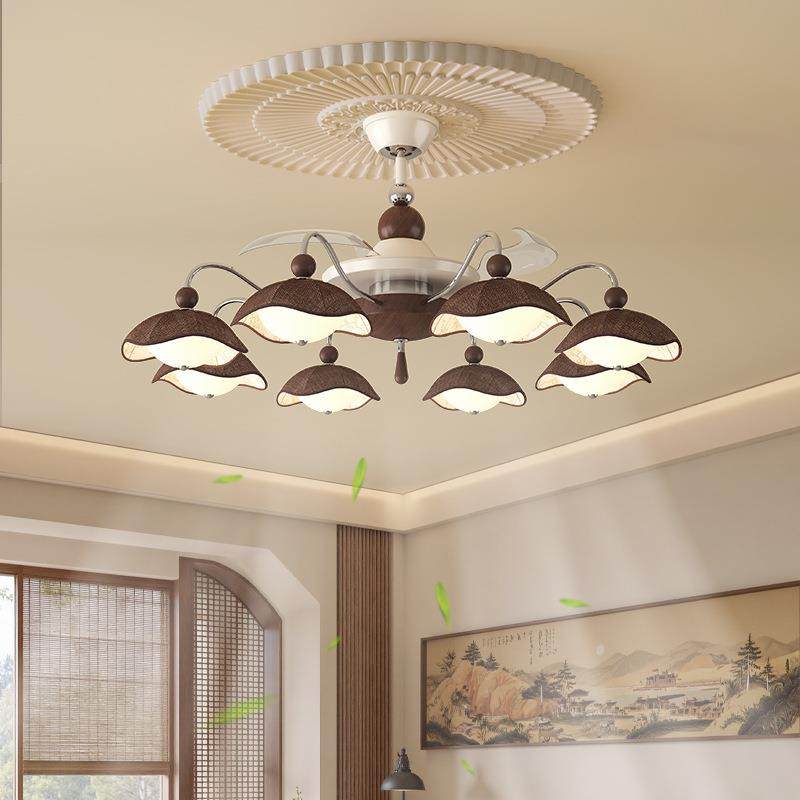 2025新款中古风静音智能客厅主灯餐厅吊灯带电风扇灯一体吊扇灯具