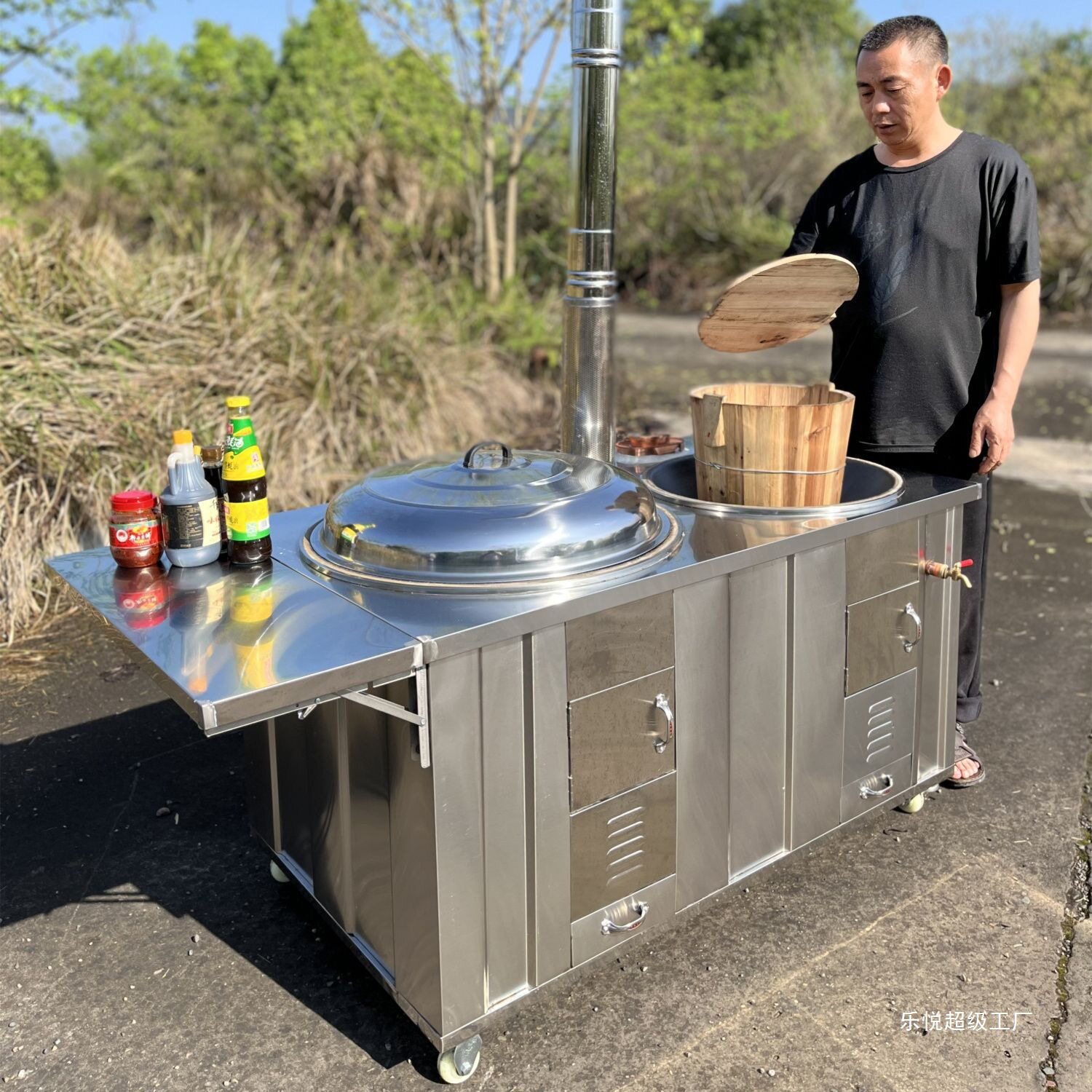 无烟特厚304不锈钢柴火灶大锅台
