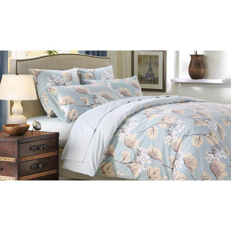 奢华美式60支贡缎印花长绒棉四件套全棉被套家纺四件套