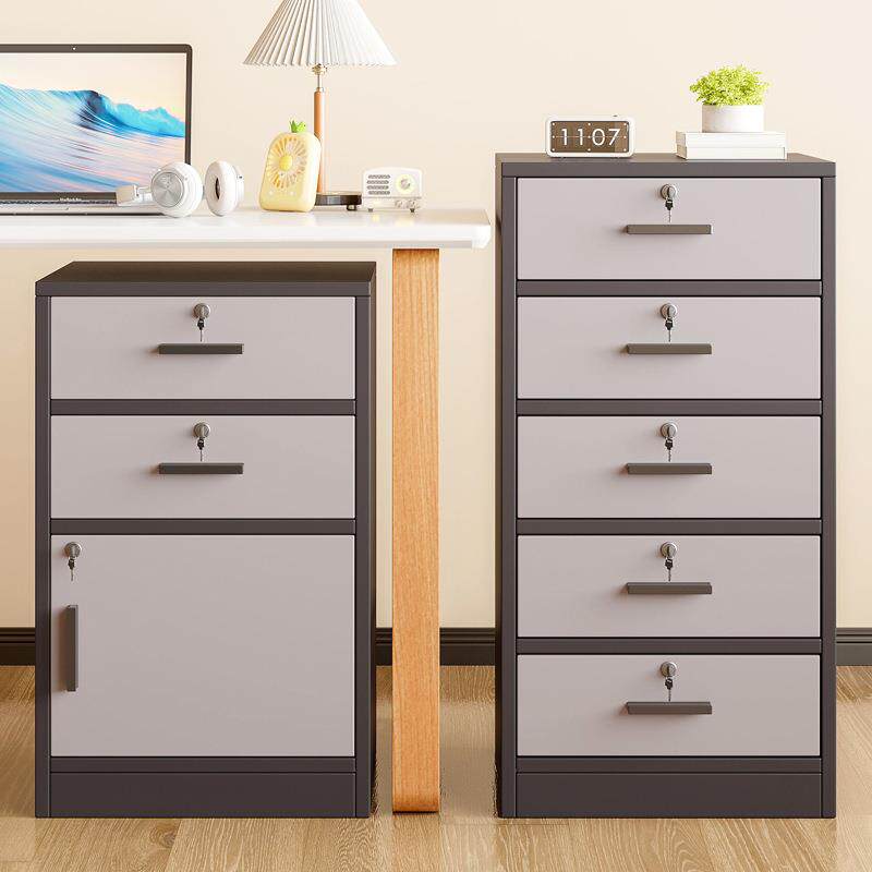 办公室文件柜桌下收纳柜小柜子置物边柜抽屉柜木质带锁矮柜储物柜