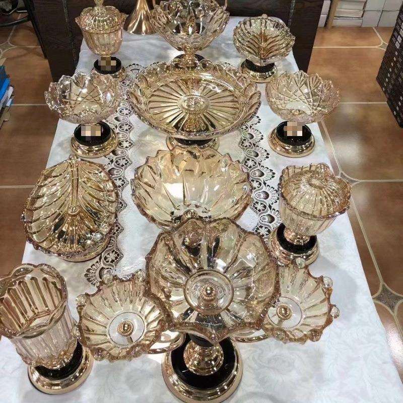 高颜值精致水晶果盘6头欧式餐具摆盘餐桌果盘奢华果盘
