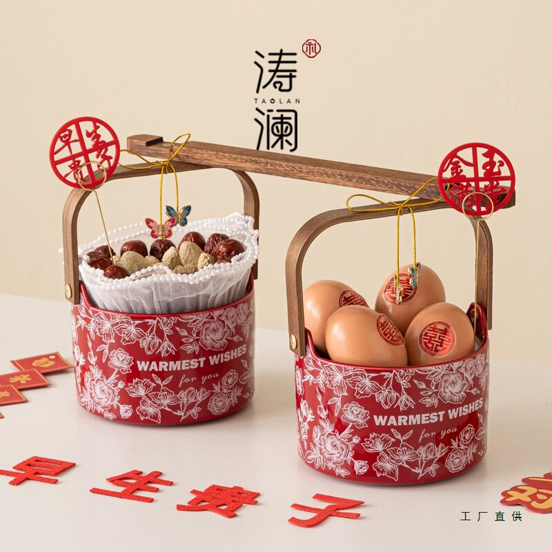 红色婚庆子孙桶早生贵子陪嫁