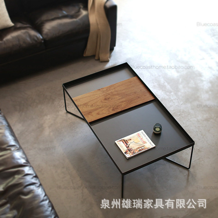 现代简约客厅沙发茶几长方形家用民宿铁艺轻奢工业风极简边几组合
