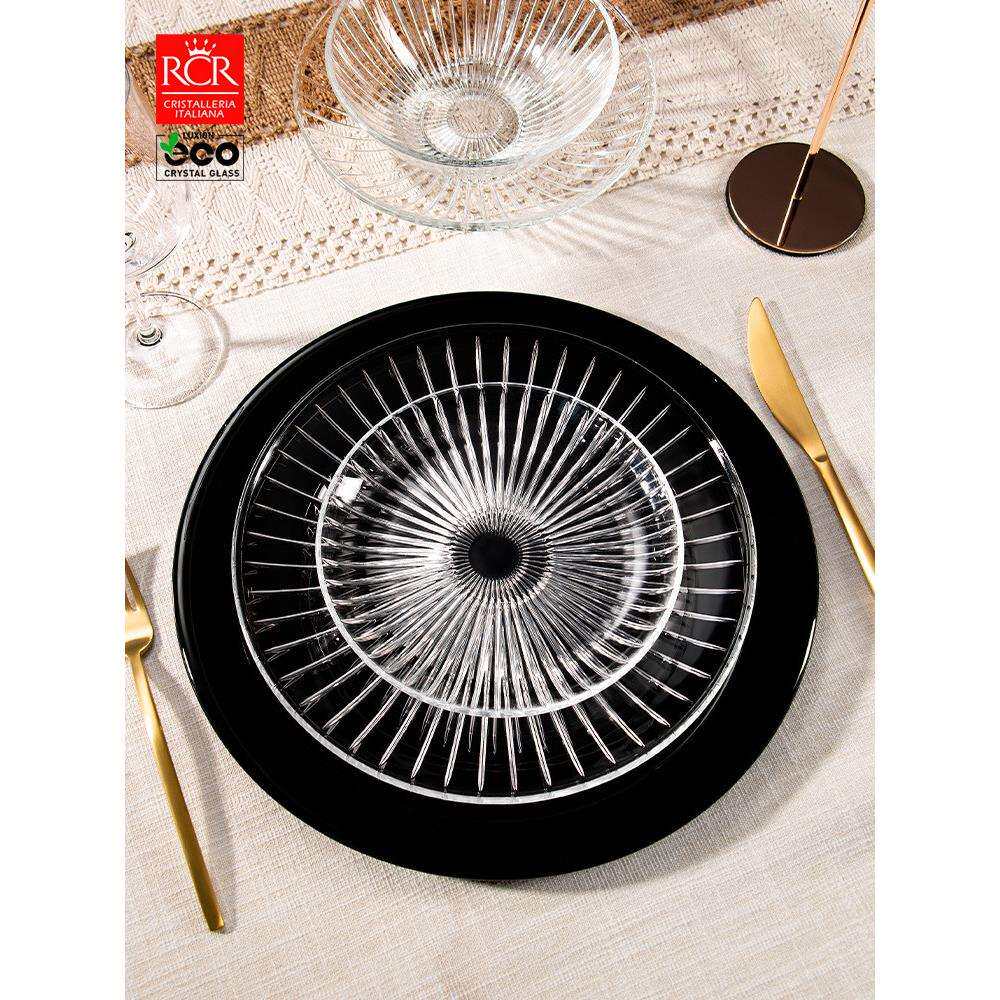 RCR意大利进口餐具水晶玻璃餐盘碗碟套装客厅家用沙拉盘