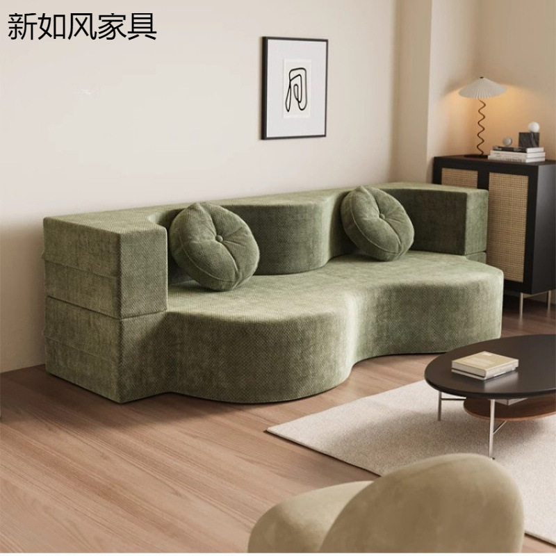 双人懒人榻榻米布艺压缩沙发床折叠新款一体成型小户型出租房客厅