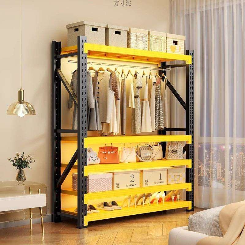 卧室货架衣柜开放式挂衣架简易组装出租房收纳多层置物架服装货架