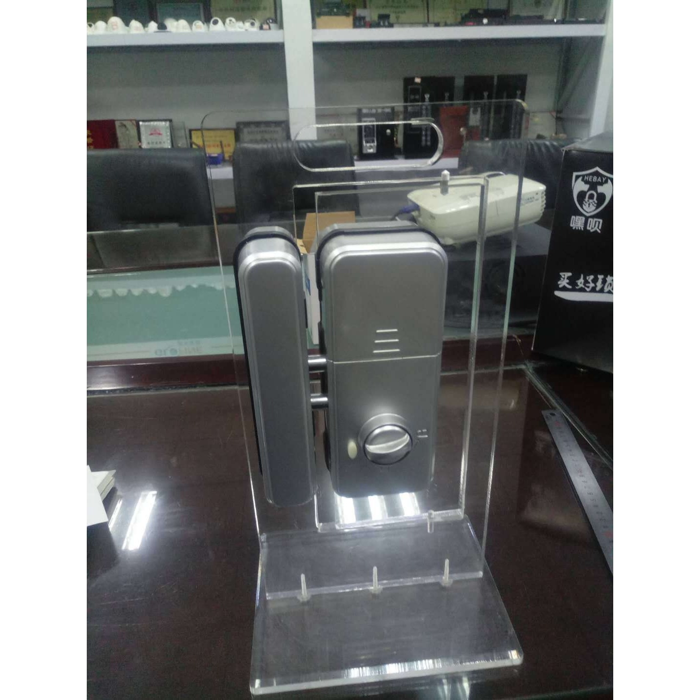 现货亚克力玻璃门锁展示架智能锁指纹锁密码锁电子锁防盗锁