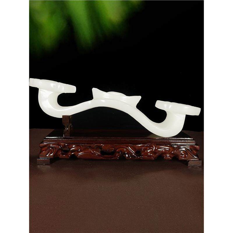 玉如意天然白玉客厅平安如意摆件家居办公室桌大号高端送礼装饰品