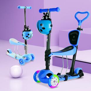 五合一带坐垫可推可滑有音乐闪光灯1-3岁宝宝手推车滑板车