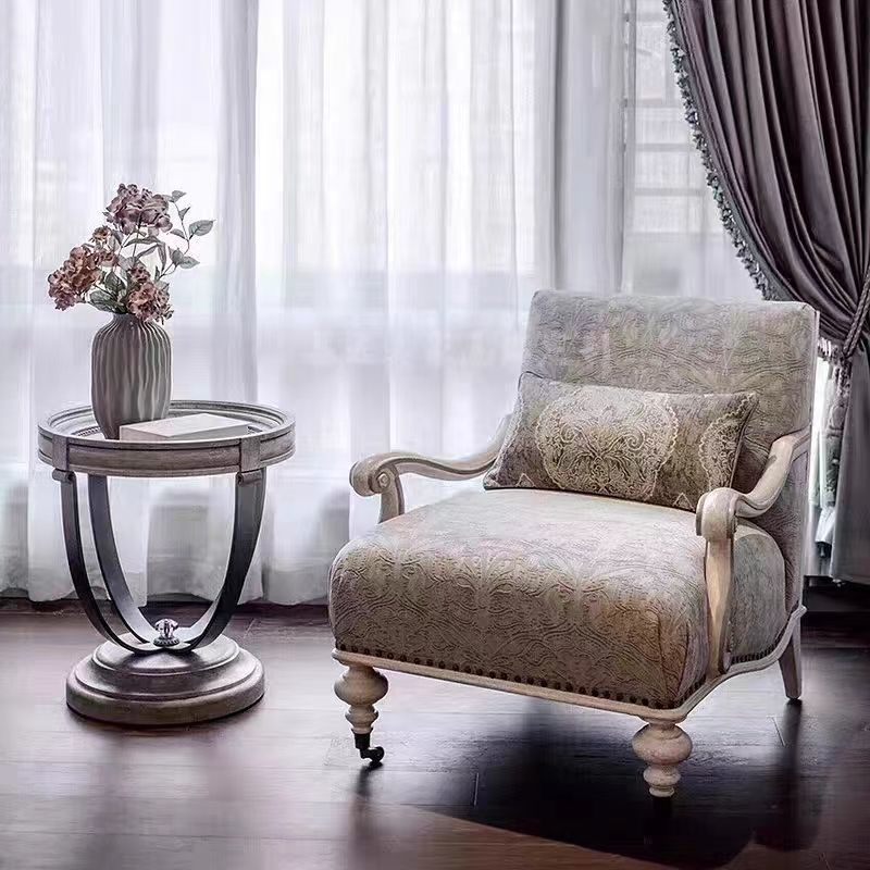 美式轻奢复古实木老虎椅整装