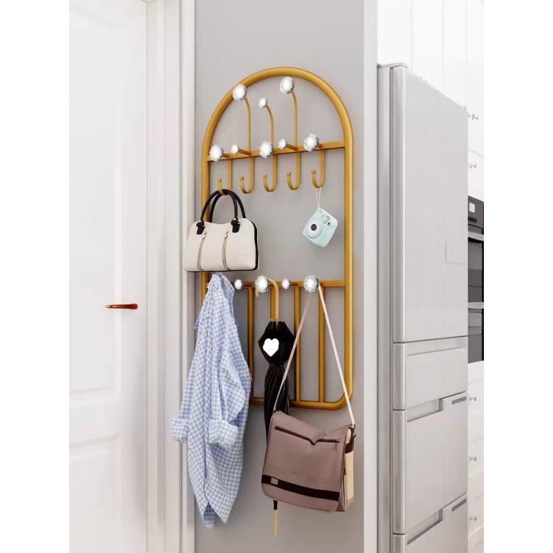 进门收纳神器衣帽架家用门后墙上落地入户挂衣架卧室衣服架置物架