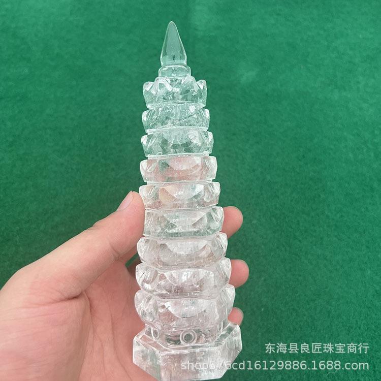 天然原石白水晶七层九层文昌塔家居办公学习摆件工艺品