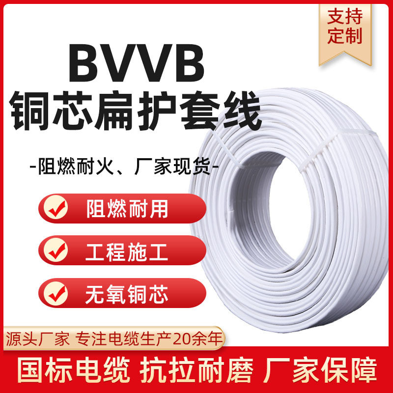 BVVB电线硬护套电源线2*1.52*2.52*4平方家用电线2芯装修用铜线