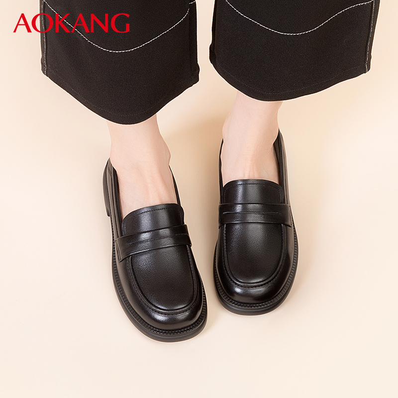 奥康头层牛皮女鞋通勤工作鞋