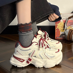 女童运动鞋女款春秋2026新款百搭爆款小白鞋厚底韩系休闲老爹鞋子