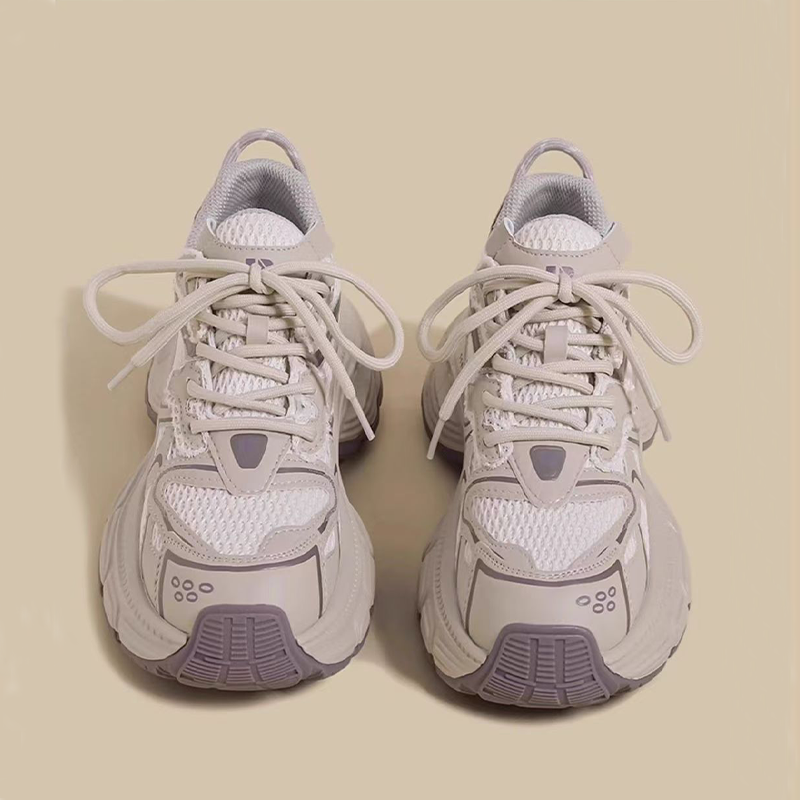 厚底老爹鞋女童2025秋新款小个子超火爆款增高紫色轮胎透气运动鞋