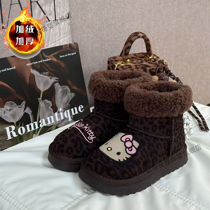 女童2026冬季新款豹纹雪地靴中大童KT猫加绒棉靴儿童中筒保暖鞋子,童鞋/婴儿鞋/亲子鞋,棉靴,淘宝优惠券,粉丝福利购,淘宝优惠卷