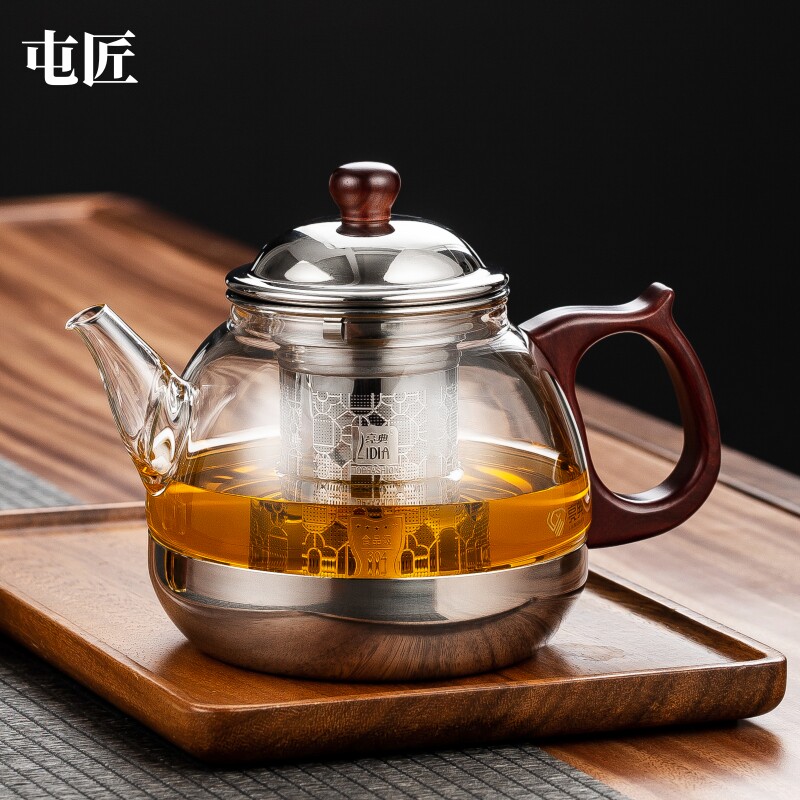 亮典煮水茶具电磁炉专用烧水壶单壶耐热玻璃煮茶器平底功夫泡茶壶